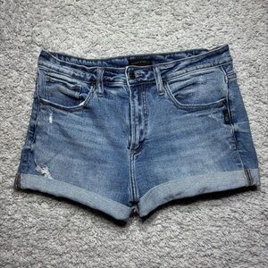 Silver Jeans Shorts Womens 30 Beau High Rise Light Distressed Selvedge Midi Vaca